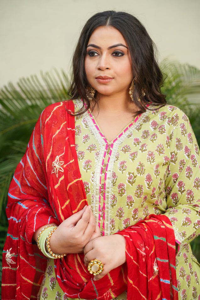 Women's Red Leheriya Dupatta ( Only Dupatta) - Nangalia Ruchira