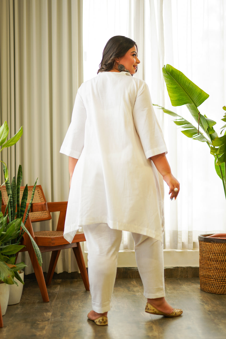 Women's Ikigai White Cotton Co-Ord Set - Nangalia Ruchira