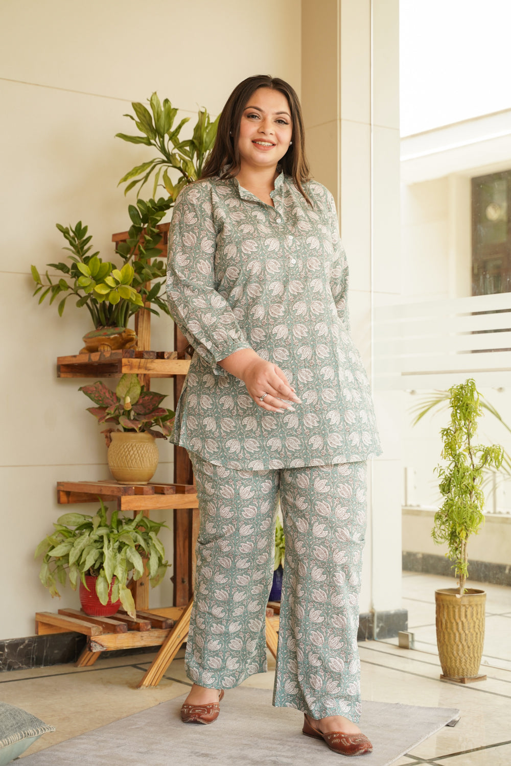 Women's Mint Short Kurta Co-Ord Set - Nangalia Ruchira