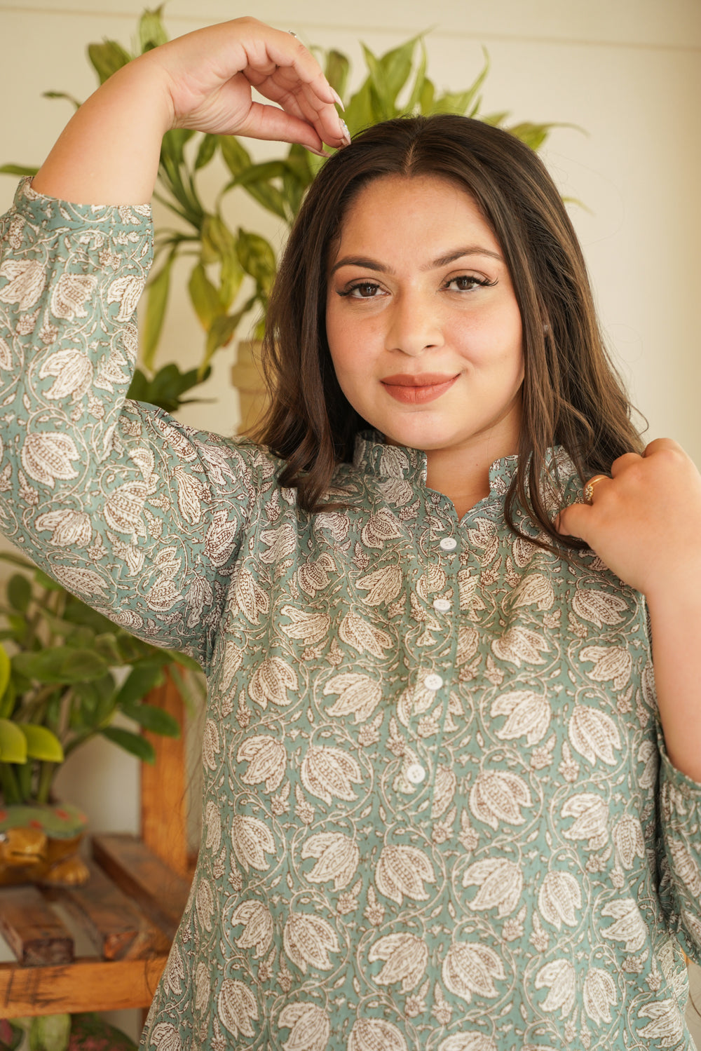 Women's Mint Short Kurta Co-Ord Set - Nangalia Ruchira