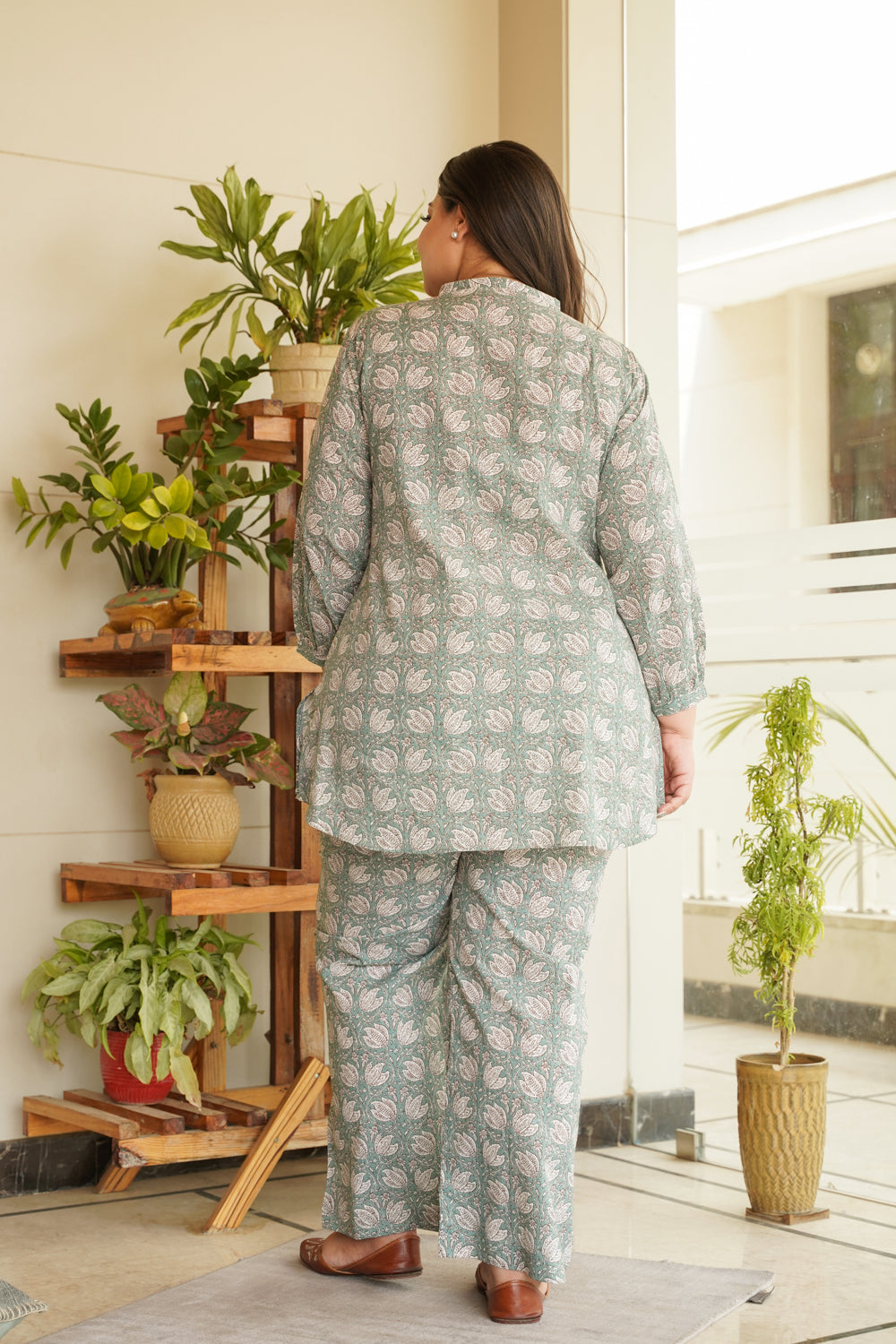 Women's Mint Short Kurta Co-Ord Set - Nangalia Ruchira