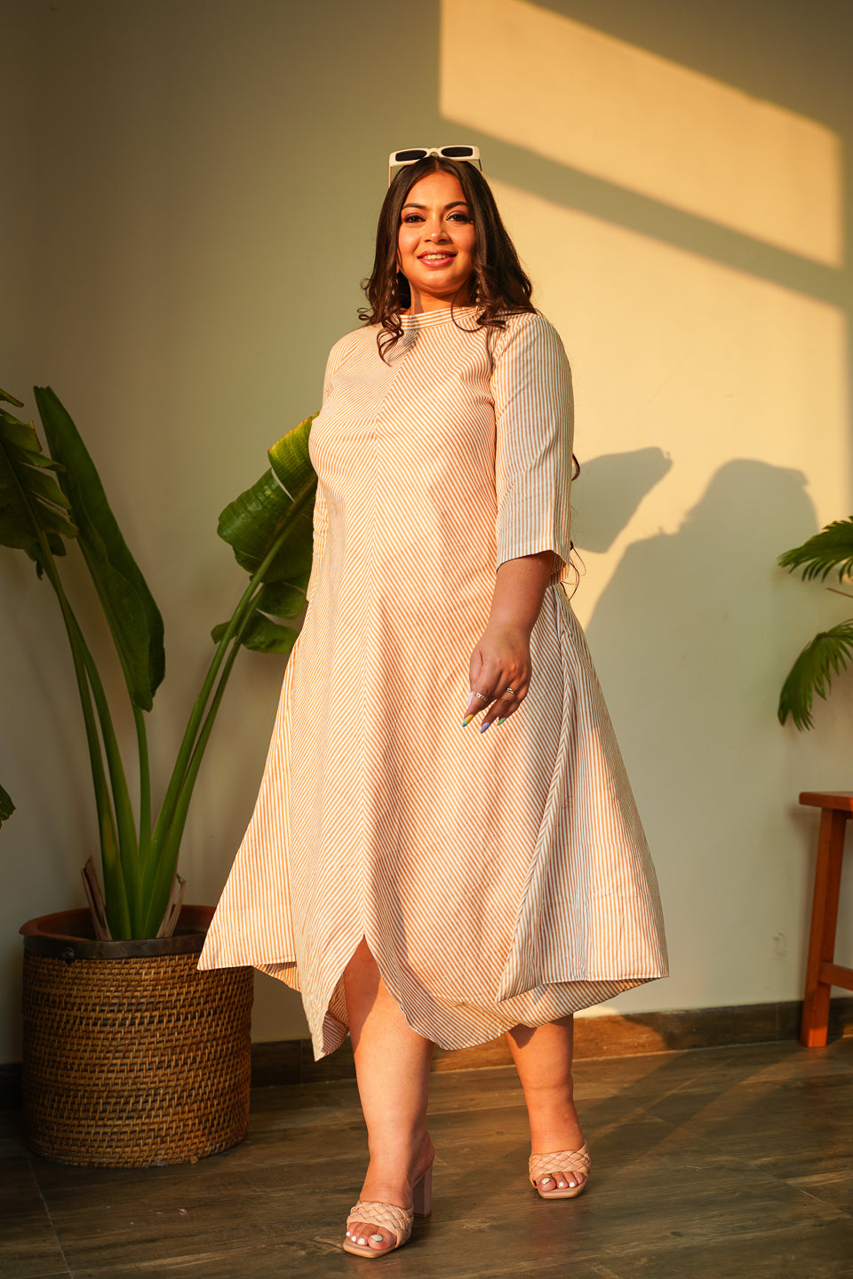 Women's Striped Cowled Dress - Nangalia Ruchira