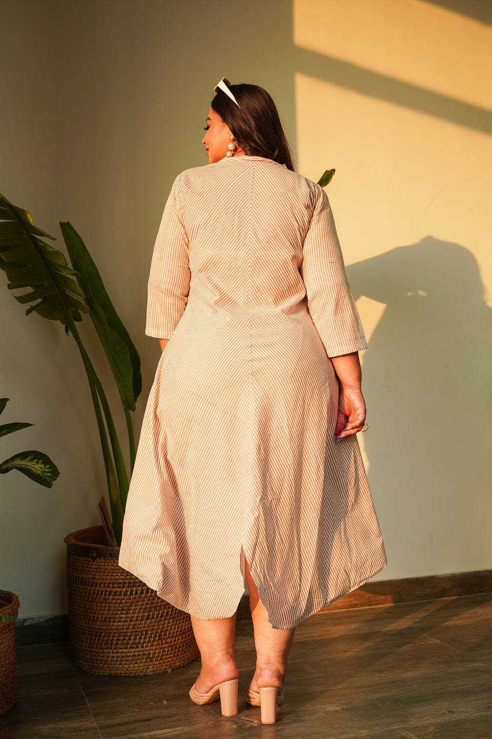Women's Striped Cowled Dress - Nangalia Ruchira