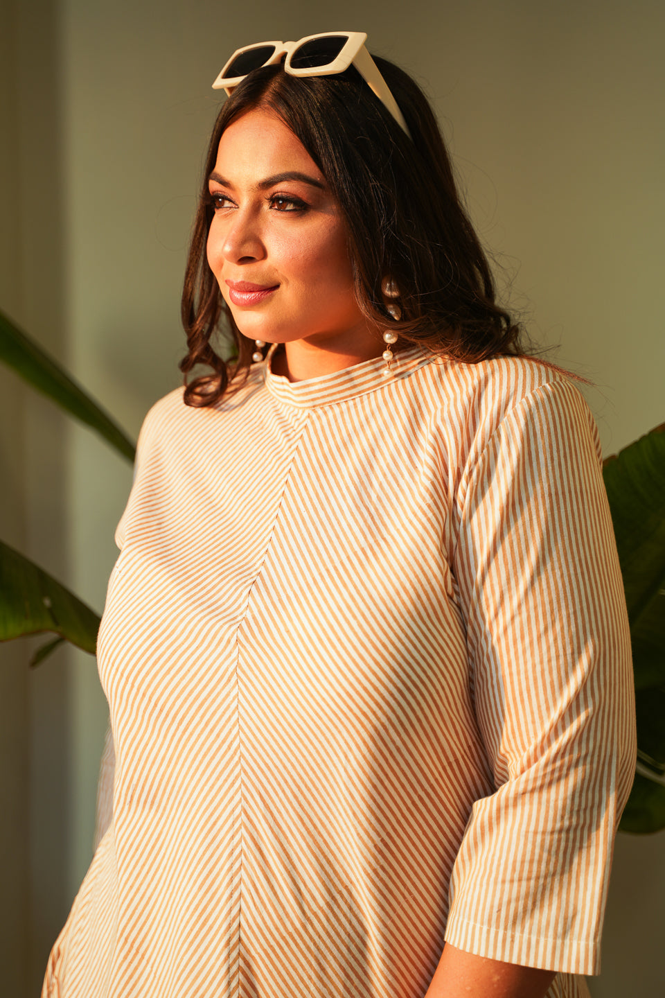 Women's Striped Cowled Dress - Nangalia Ruchira
