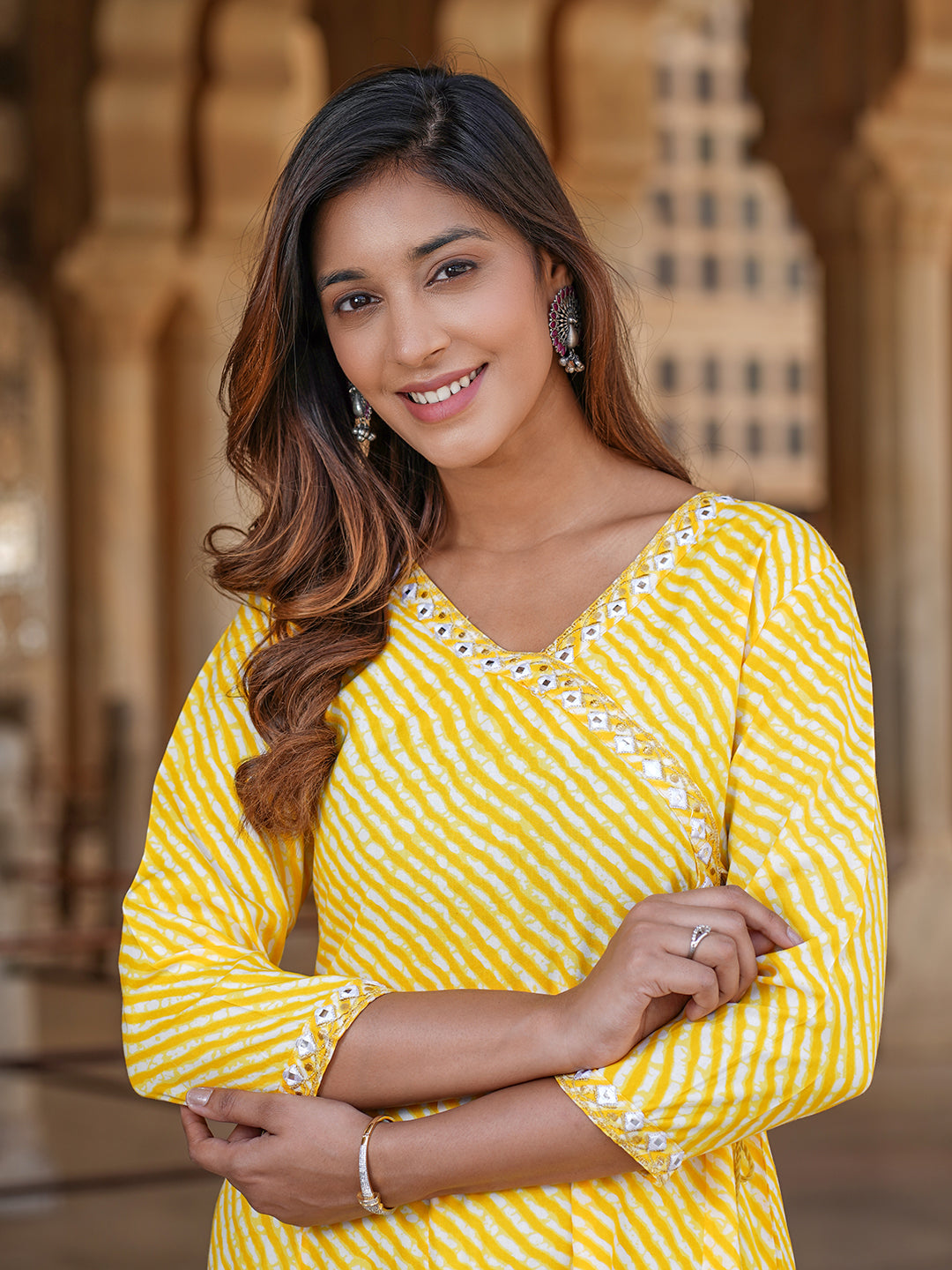 Women's Yellow Viscose Rayon Kurta - Jaitpuriya Fashion USA