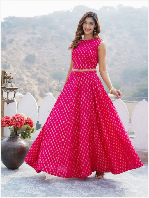 Women's Pink Viscose Rayon Lehenga Set