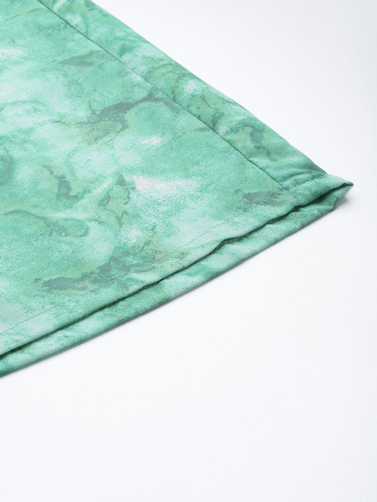 Women's Green Printed Crop Top With Palazzos
