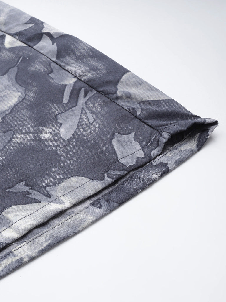 Women's Grey Printed Crop Top With Palazzos