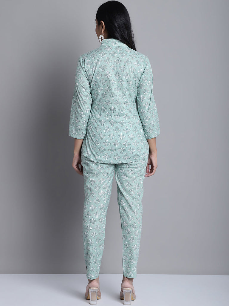 Women's Women's Lime Green Printed Shirt and Trouser Co-ords Set