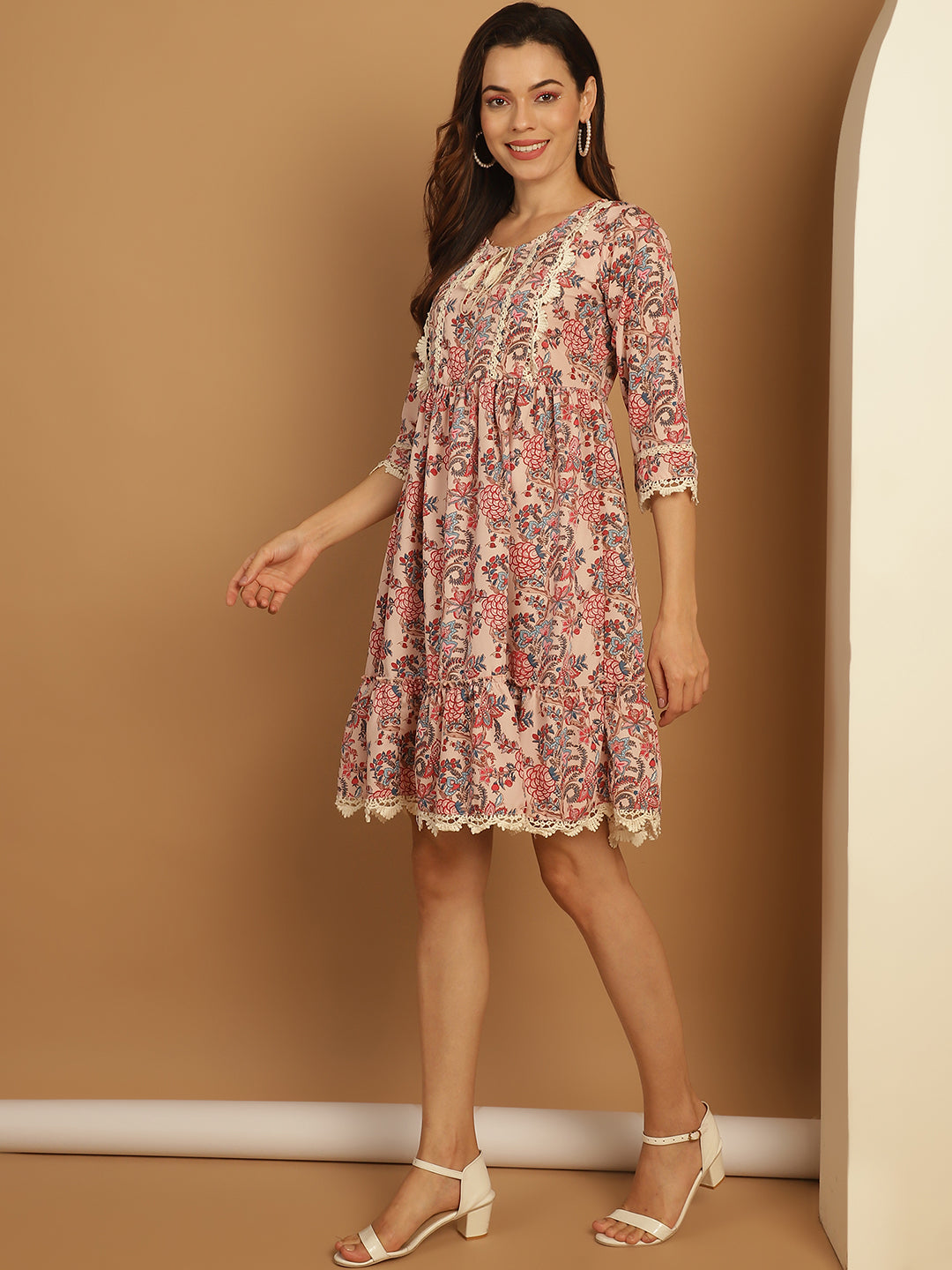 Women's Floral Printed A-Line Dress - Taantav