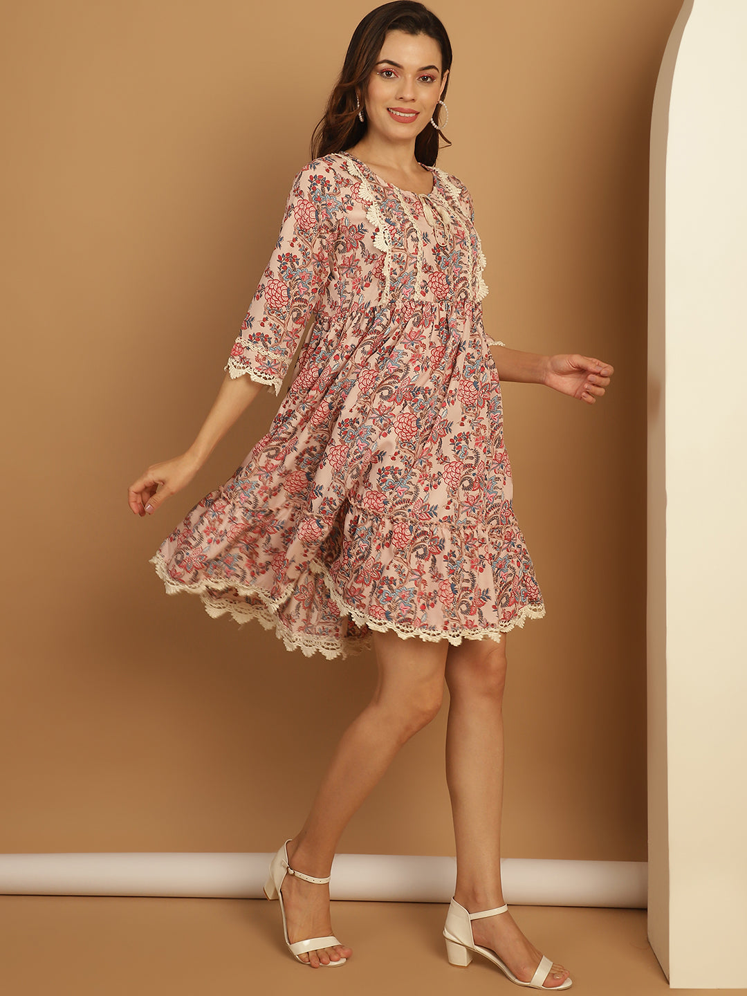 Women's Floral Printed A-Line Dress - Taantav