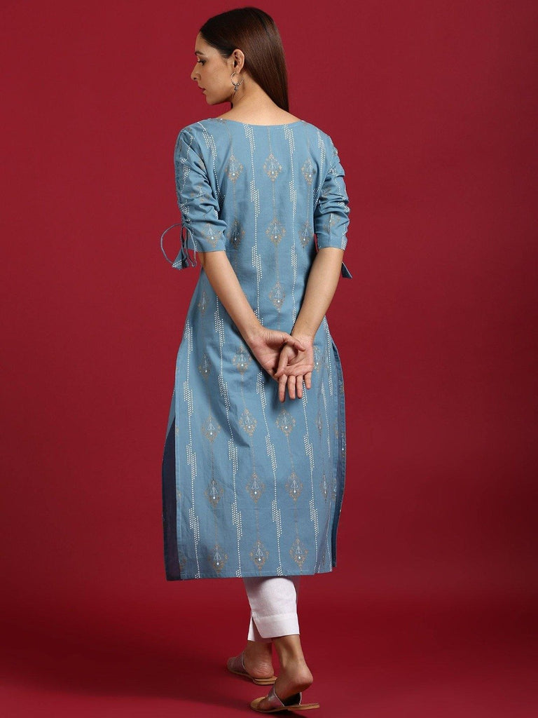 Women's Blue Cotton Kurta (1pc set)