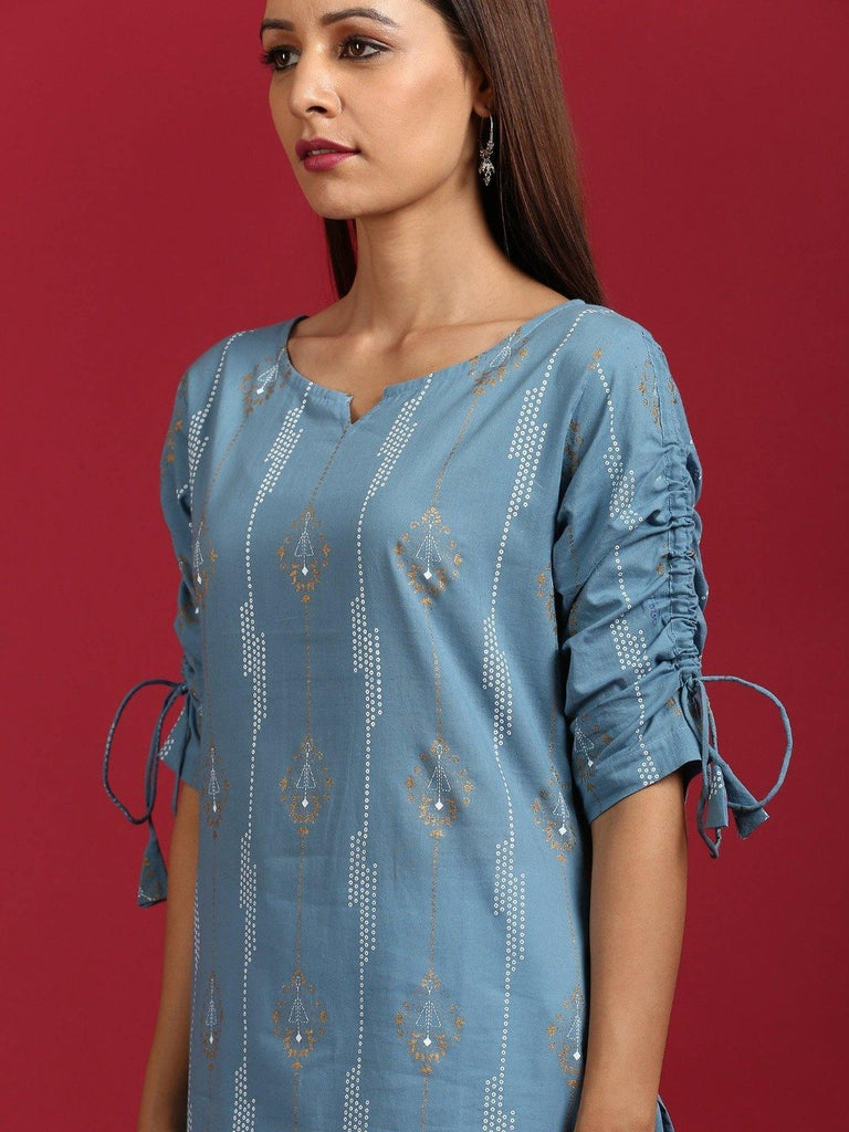Women's Blue Cotton Kurta (1pc set)