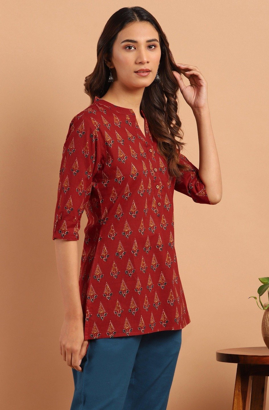 Women's Red Cotton Tun