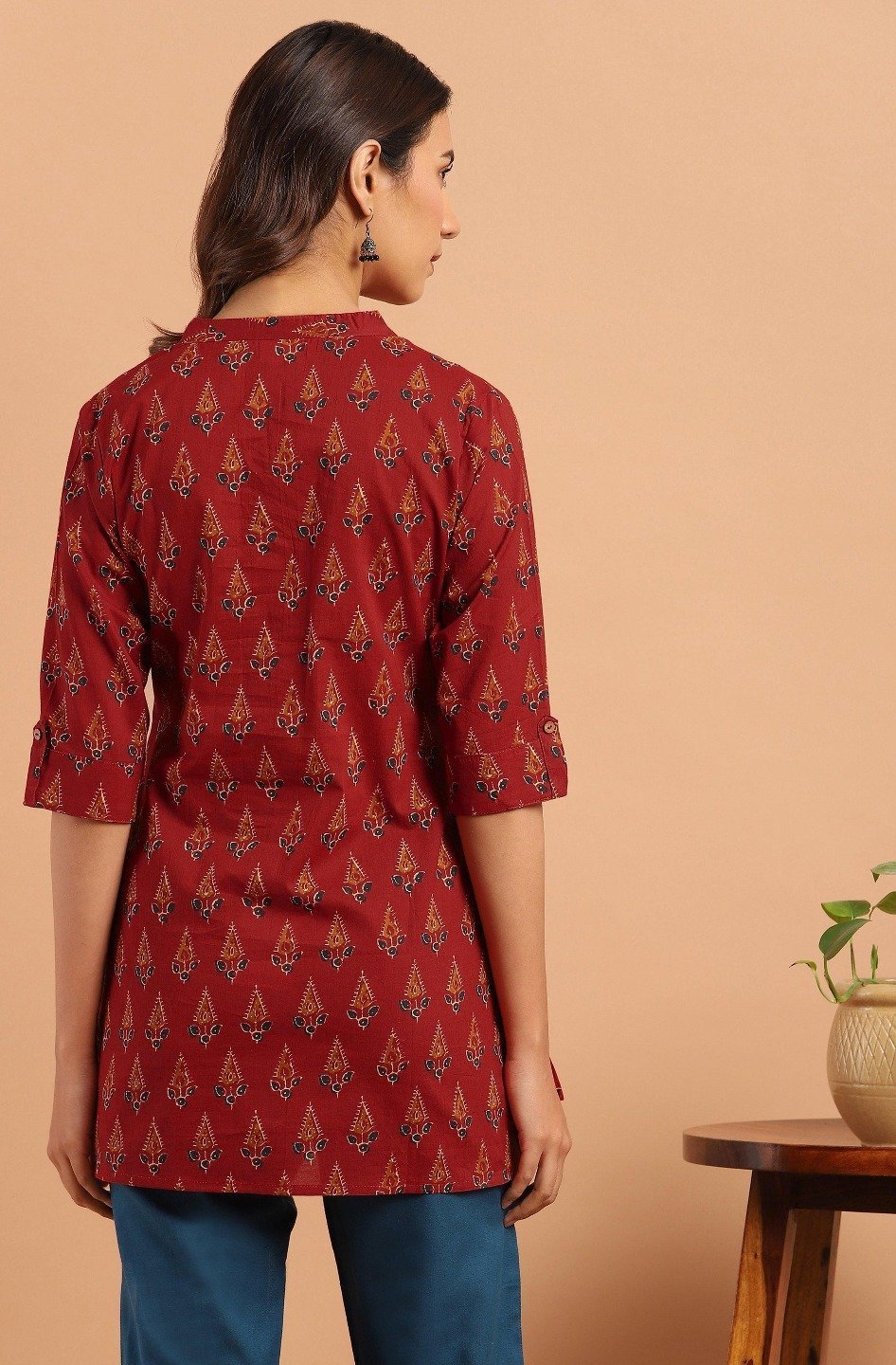 Women's Red Cotton Tun