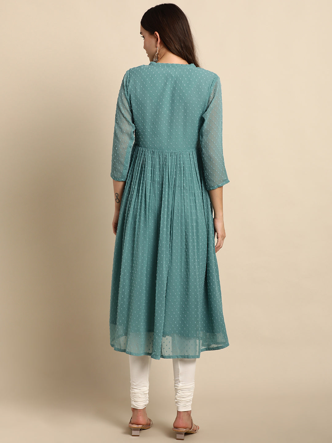 Women's Green Self Design Green Poly Chiffon Dress - J Trendia Women's Green Self Design Green Poly Chiffon Dress - J Trendia