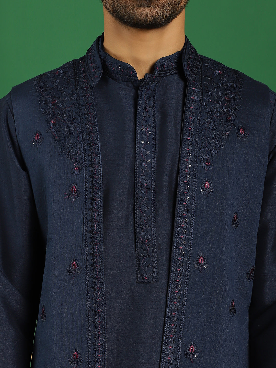 Men's Embroidered Waistcoat and Kurta Pyjama - Taantav