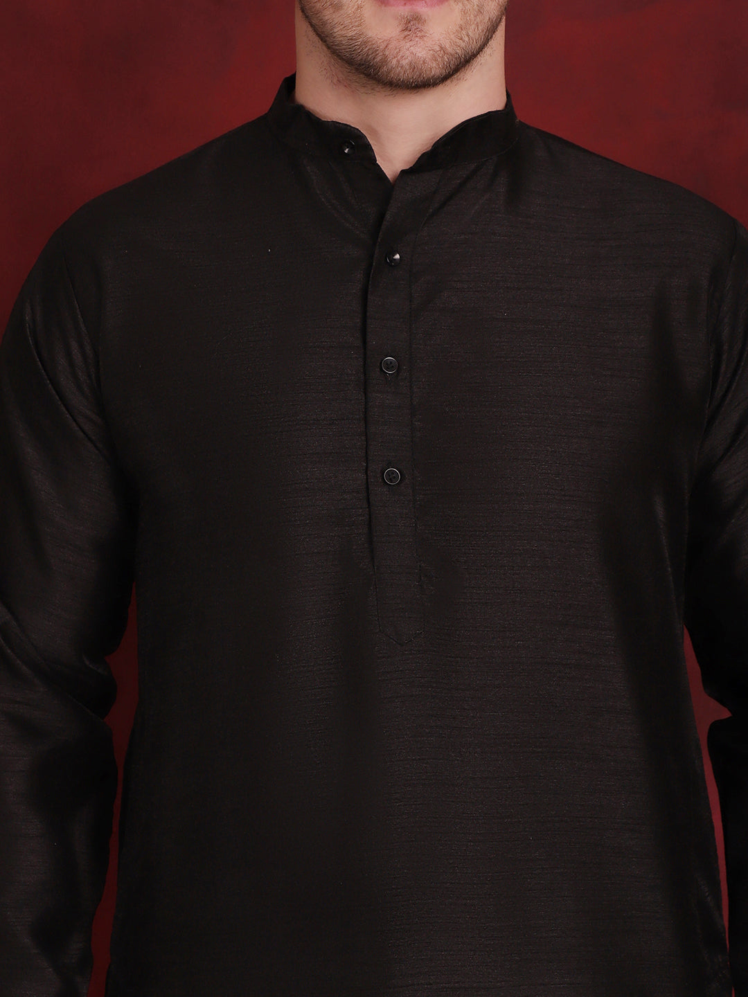 Men's Black Floral Printed Nehru Jacket With Kurta Pyjama Set - Taantav