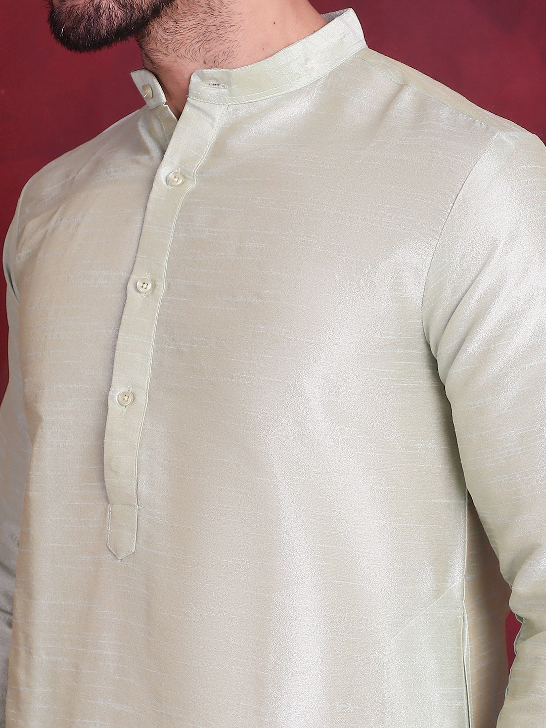 Men's Woven Design Nehru Jacket With Kurta Pyjama Set - Taantav