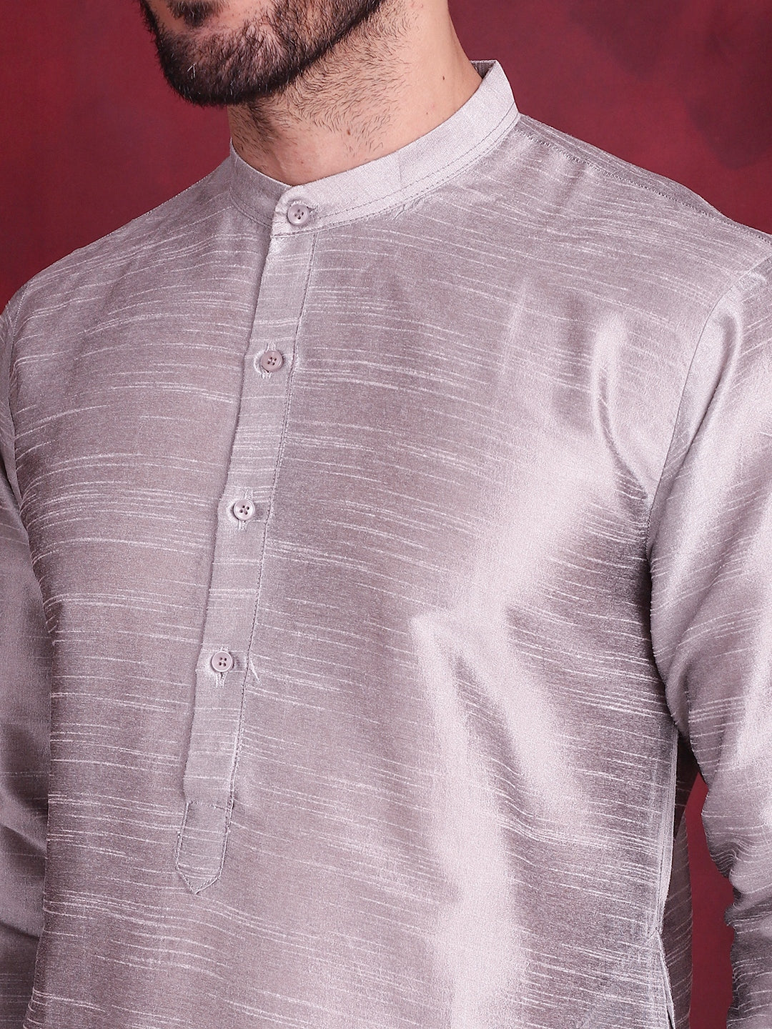 Men's Woven Design Nehru Jacket With Kurta Pyjama Set - Taantav