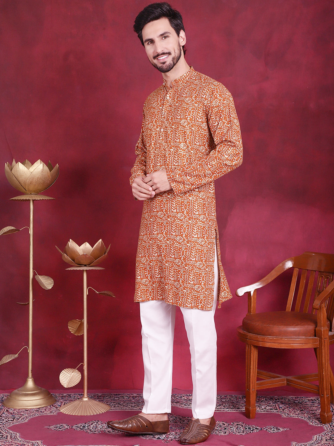 Men's Digital Printed Kurta with Pyjama - Taantav