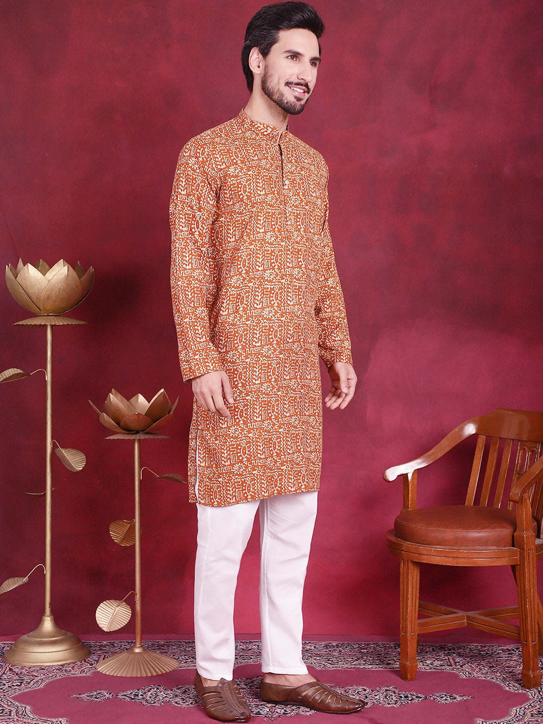 Men's Digital Printed Kurta with Pyjama - Taantav