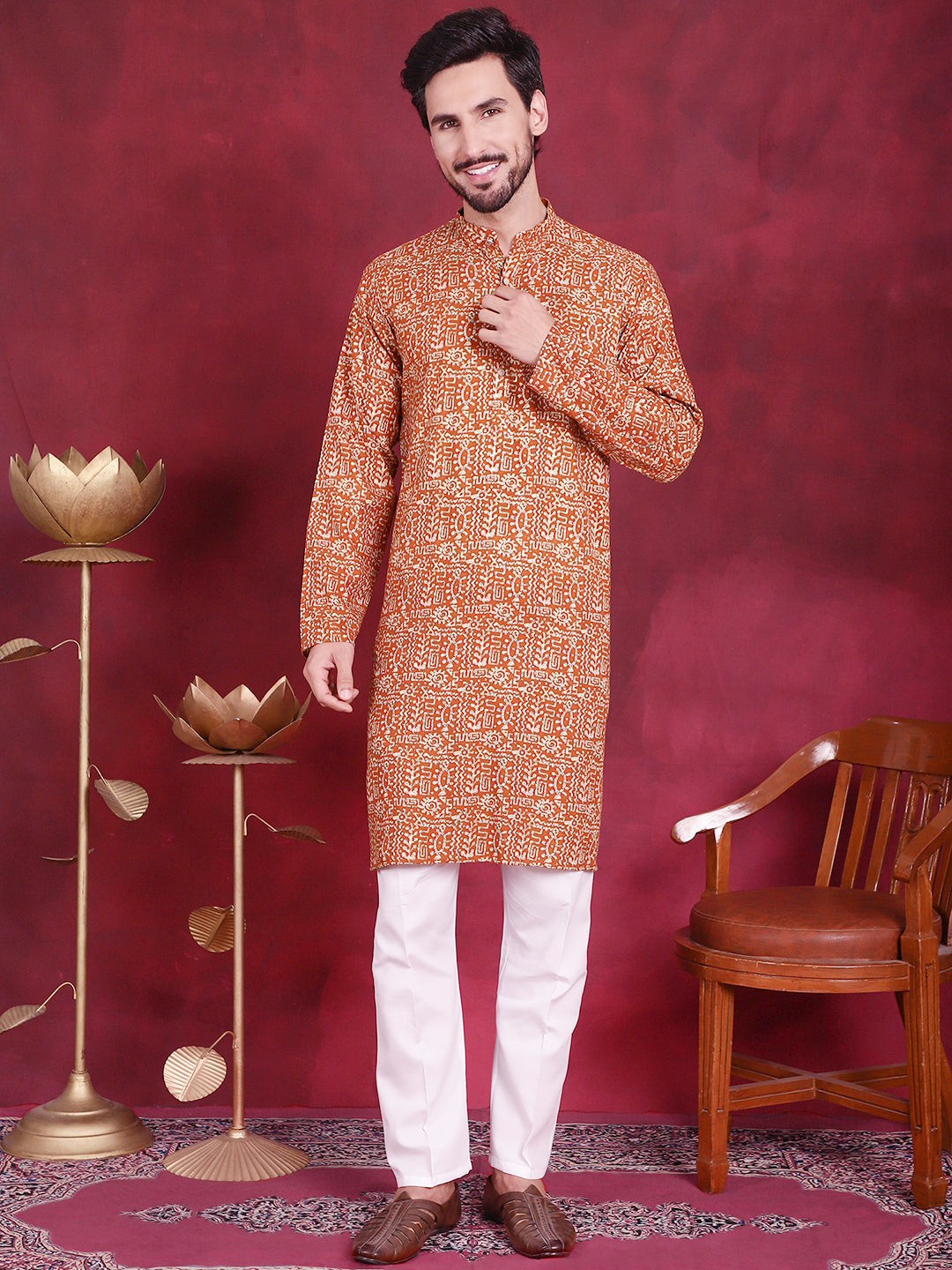 Men's Digital Printed Kurta with Pyjama - Taantav