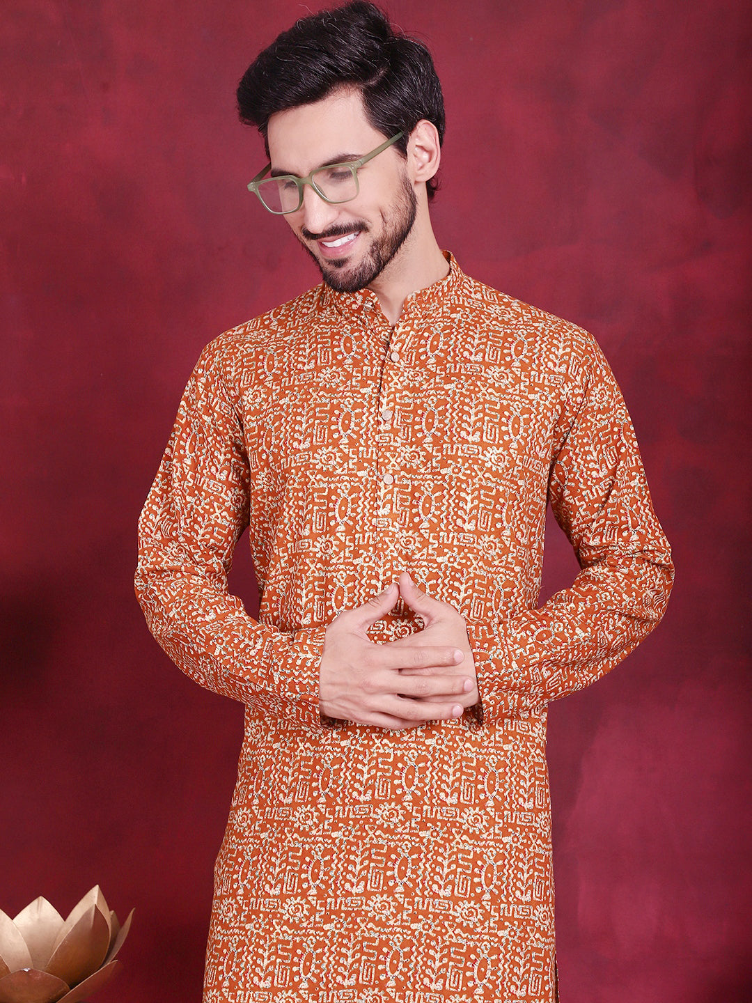 Men's Digital Printed Kurta with Pyjama - Taantav