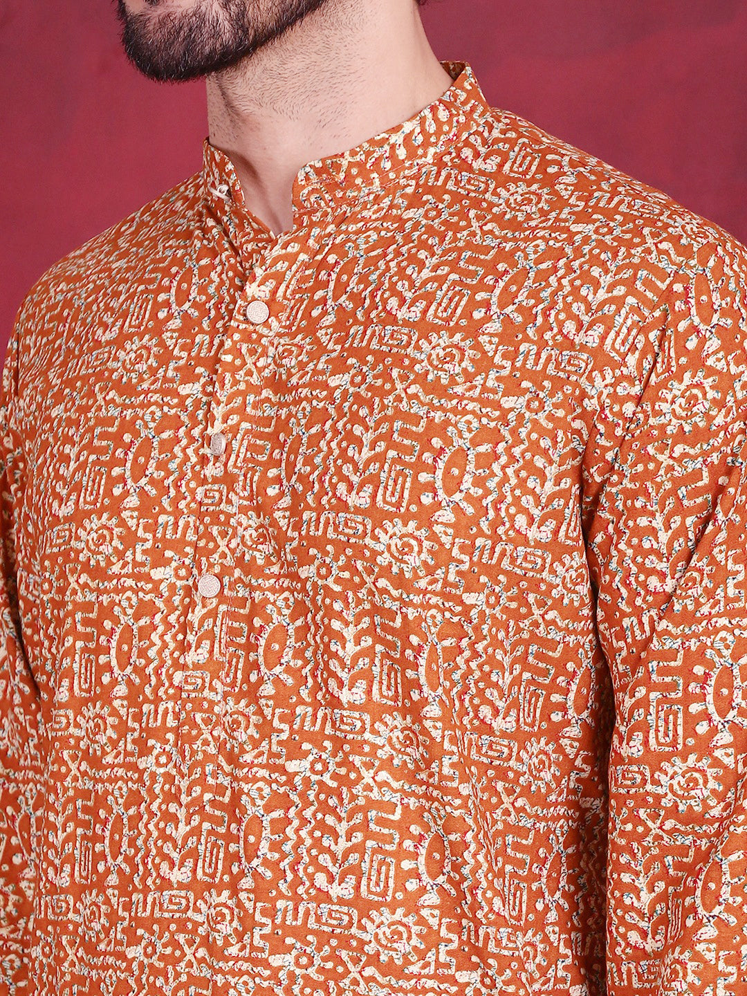 Men's Digital Printed Kurta with Pyjama - Taantav