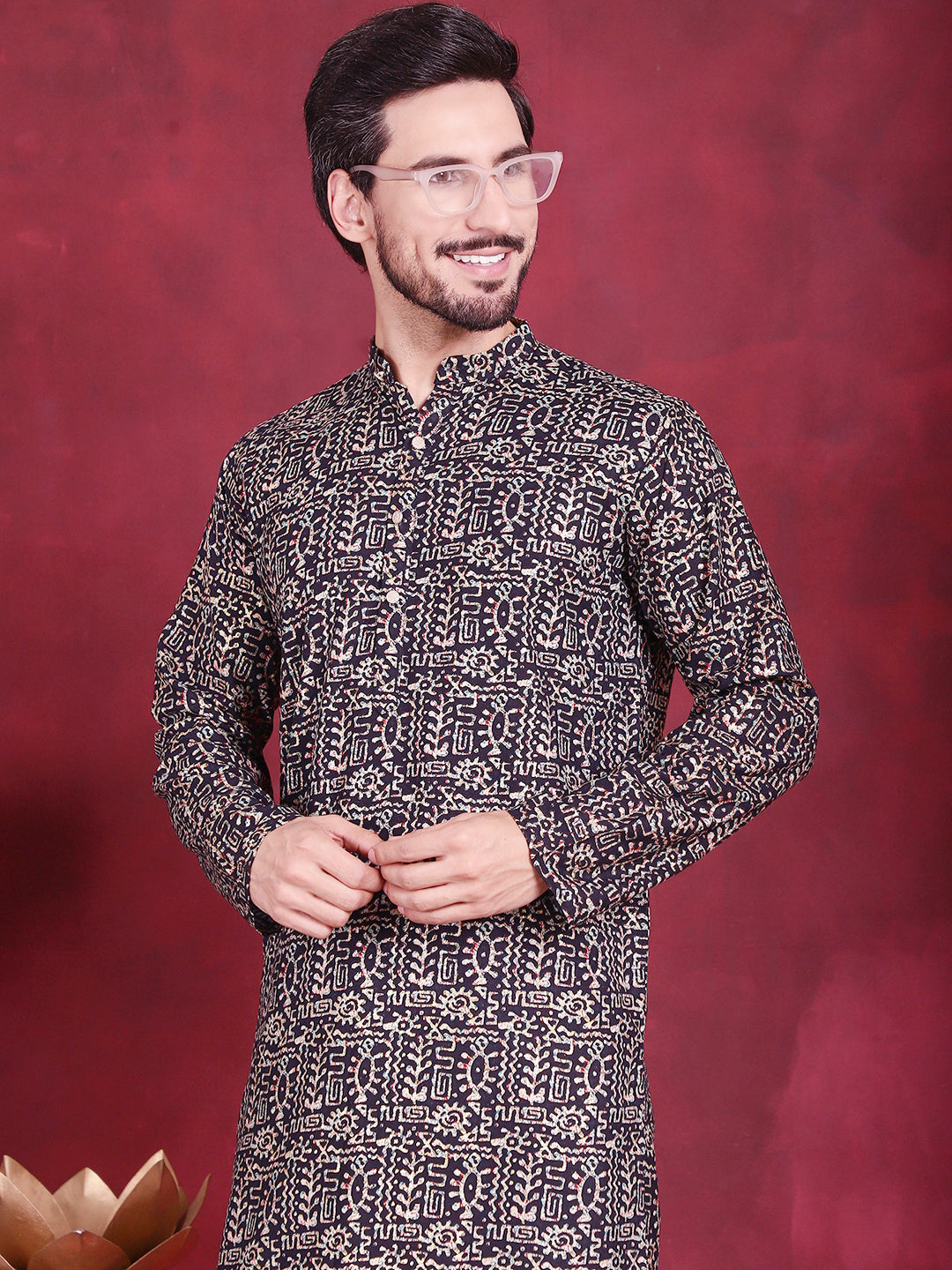 Men's Digital Printed Kurta with Pyjama - Taantav