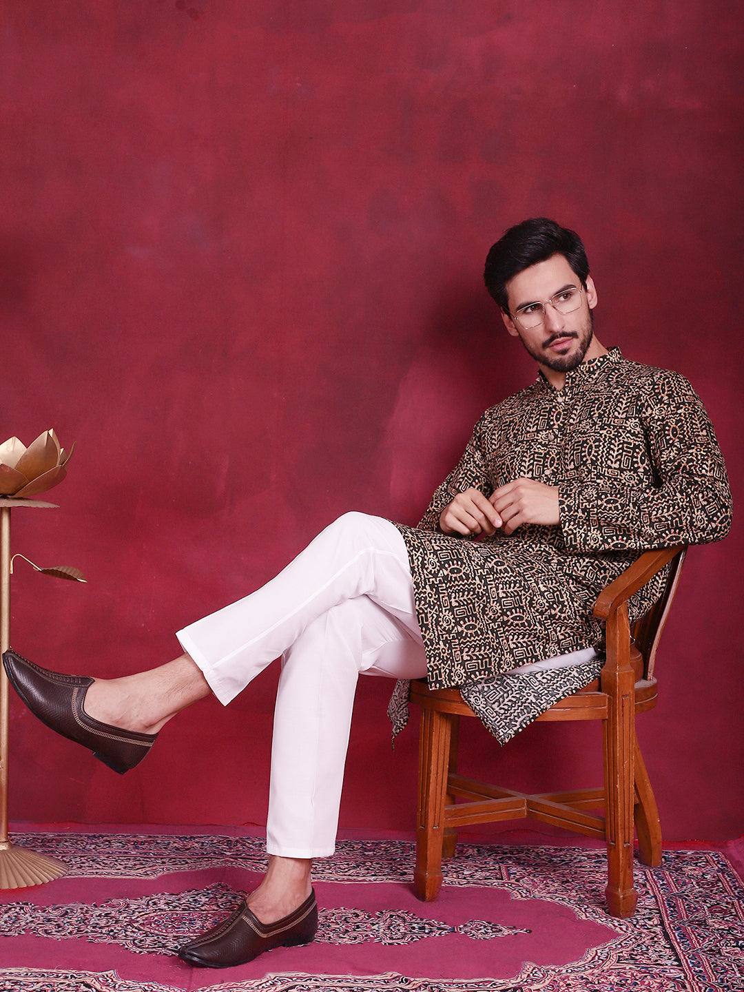 Men's Digital Printed Kurta with Pyjama - Taantav