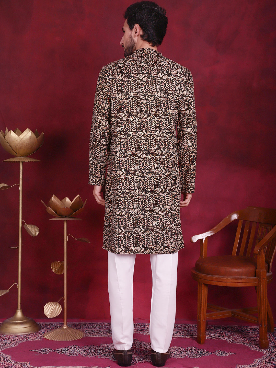 Men's Digital Printed Kurta with Pyjama - Taantav