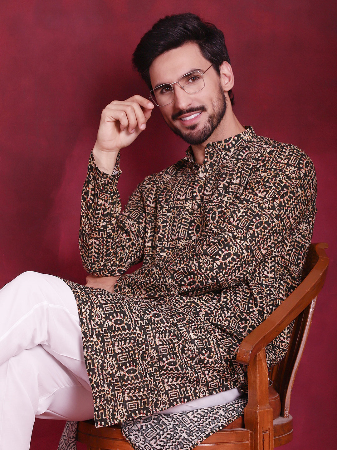 Men's Digital Printed Kurta with Pyjama - Taantav