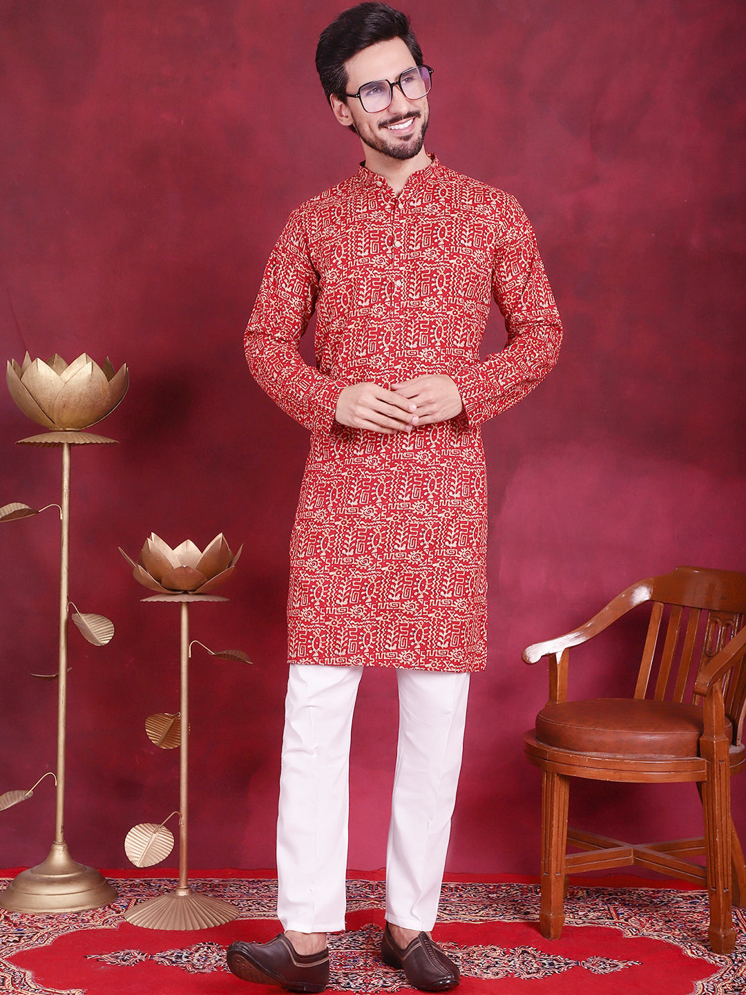 Men's Digital Printed Kurta with Pyjama - Taantav