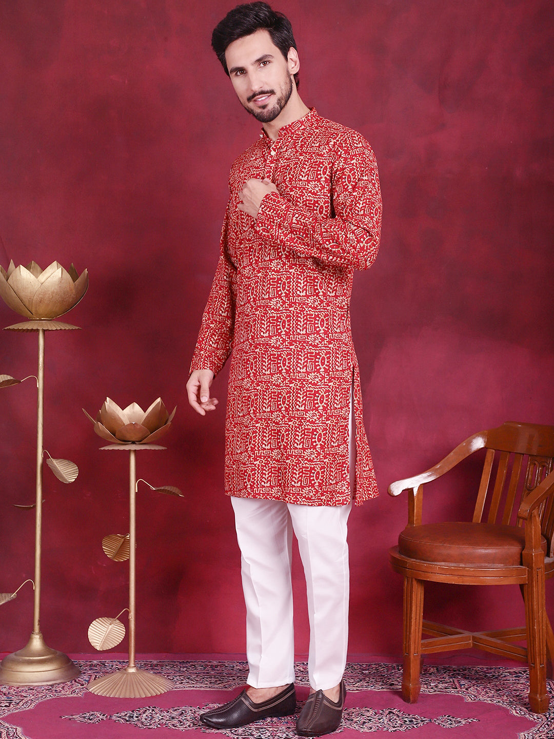 Men's Digital Printed Kurta with Pyjama - Taantav