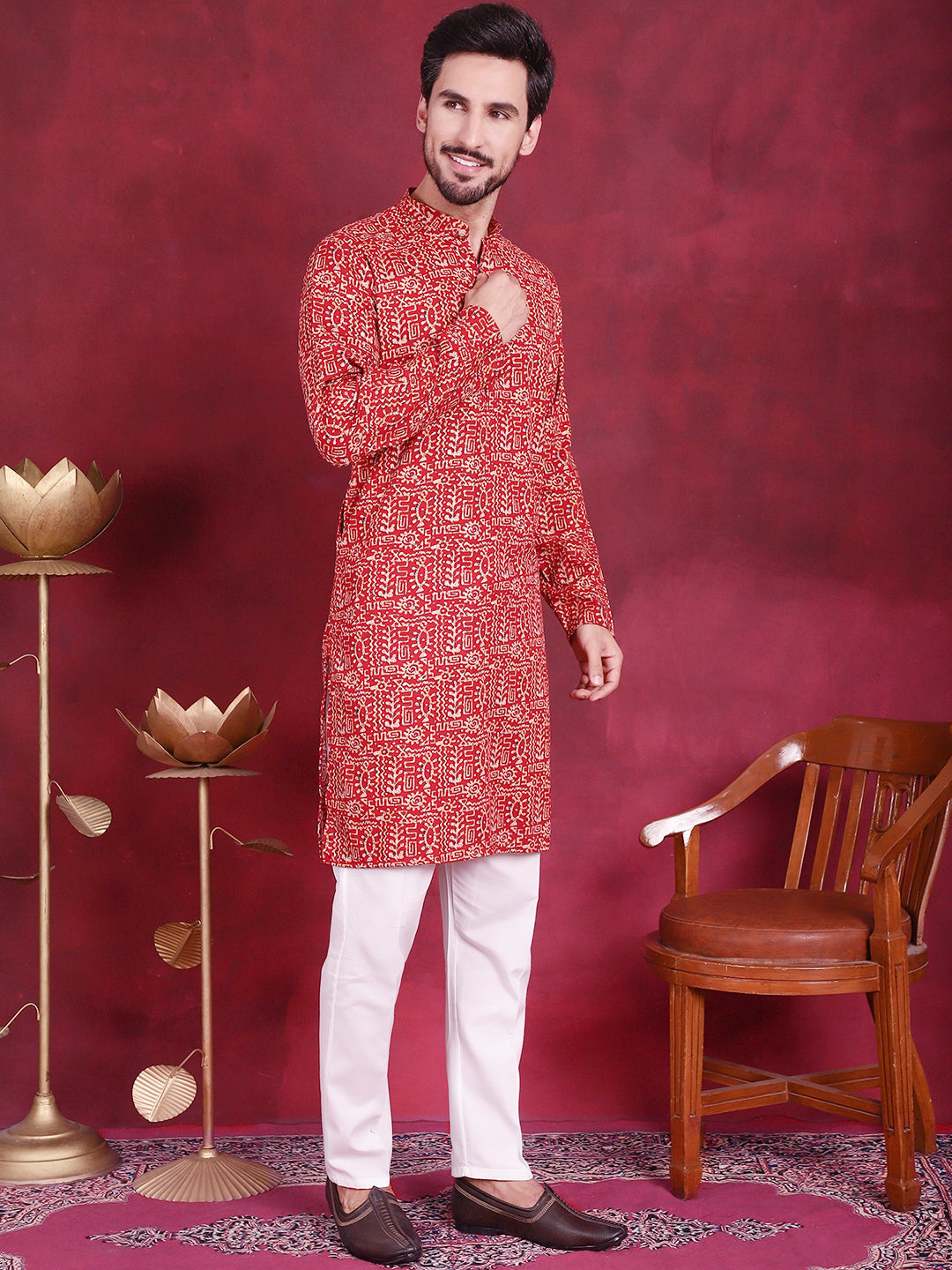 Men's Digital Printed Kurta with Pyjama - Taantav