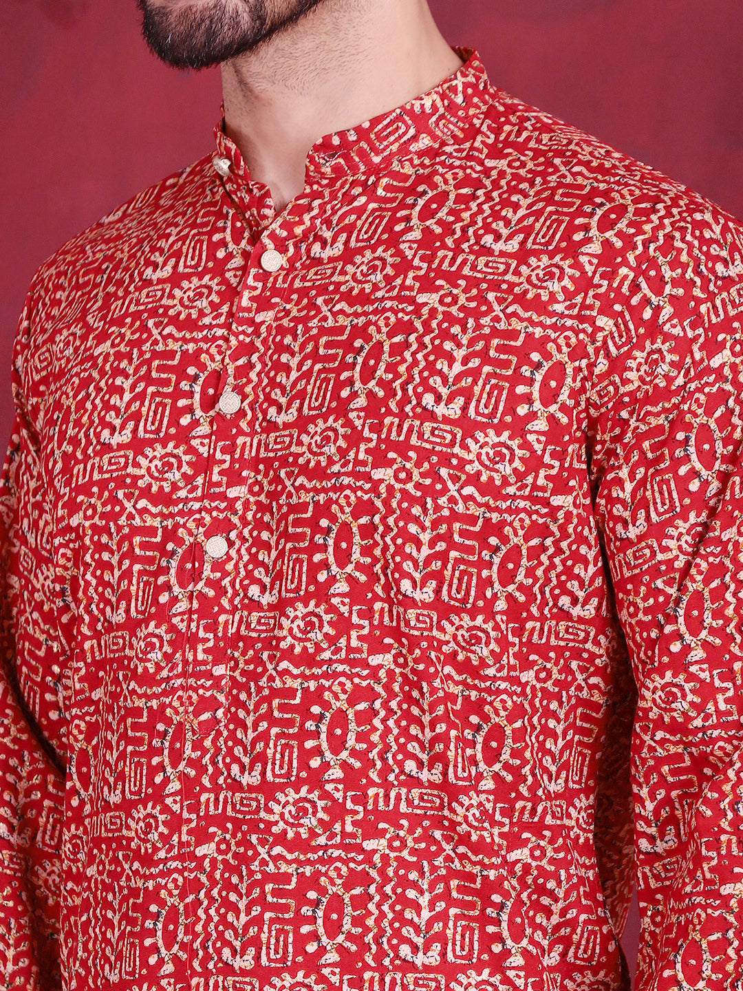 Men's Digital Printed Kurta with Pyjama - Taantav