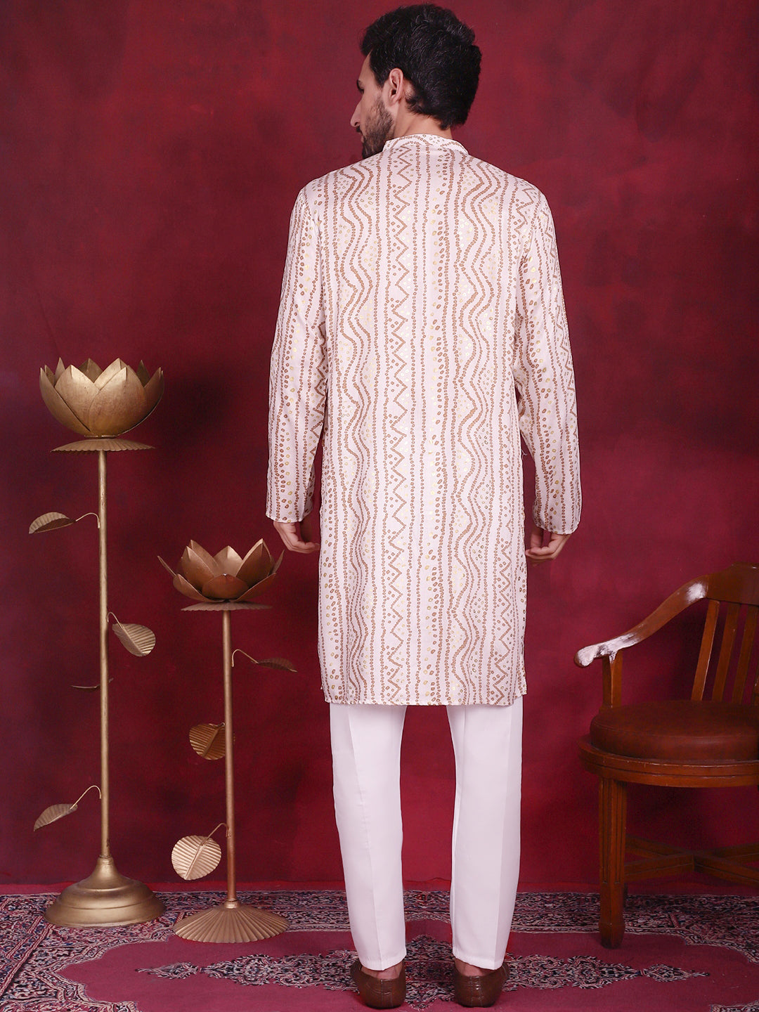 Men's Bandhani Printed Kurta with Pyjama - Taantav