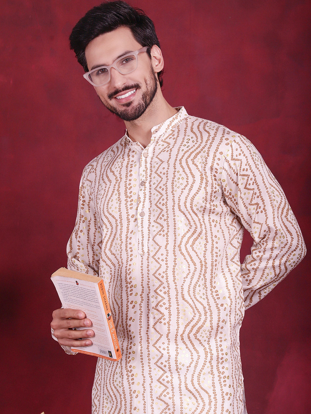 Men's Bandhani Printed Kurta with Pyjama - Taantav