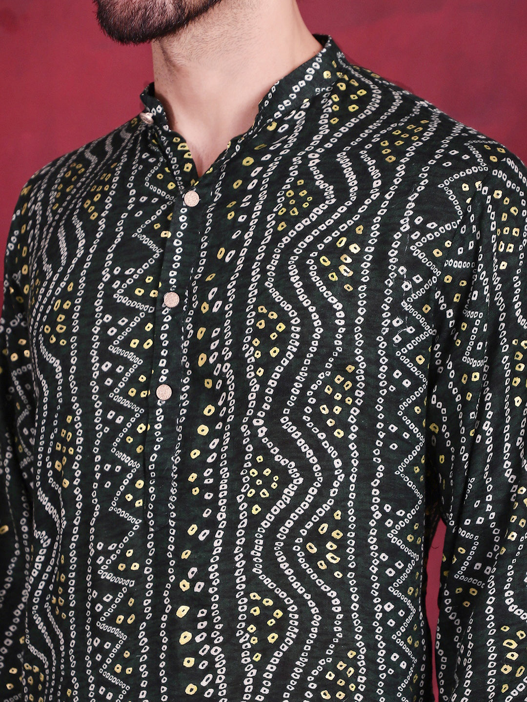 Men's Bandhani Printed Kurta with Pyjama - Taantav