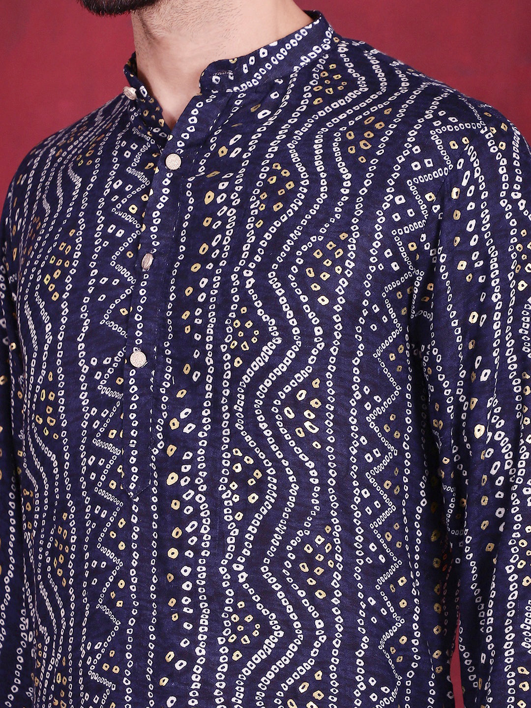 Men's Bandhani Printed Kurta with Pyjama - Taantav