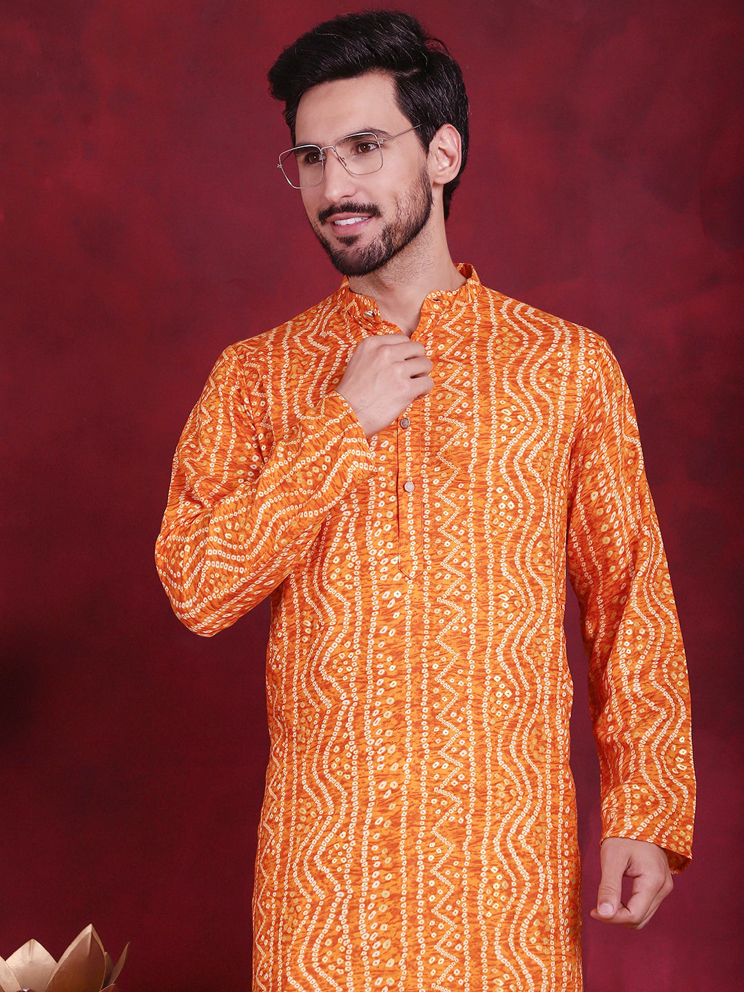 Men's Bandhani Printed Kurta with Pyjama - Taantav