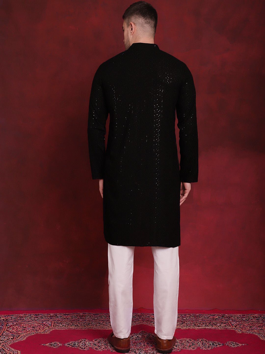 Men's Sequins Chikankari Kurta with Pyjama - Taantav