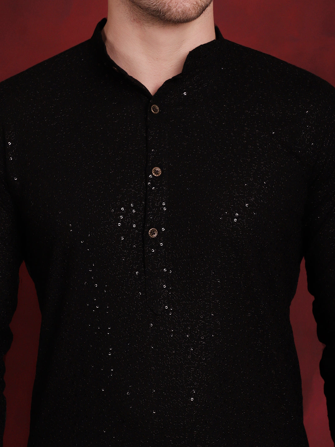 Men's Sequins Chikankari Kurta with Pyjama - Taantav