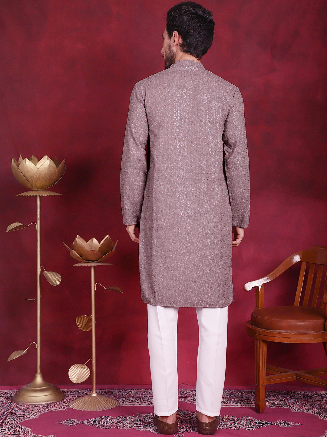 Men's Sequins Chikankari Kurta with Pyjama - Taantav