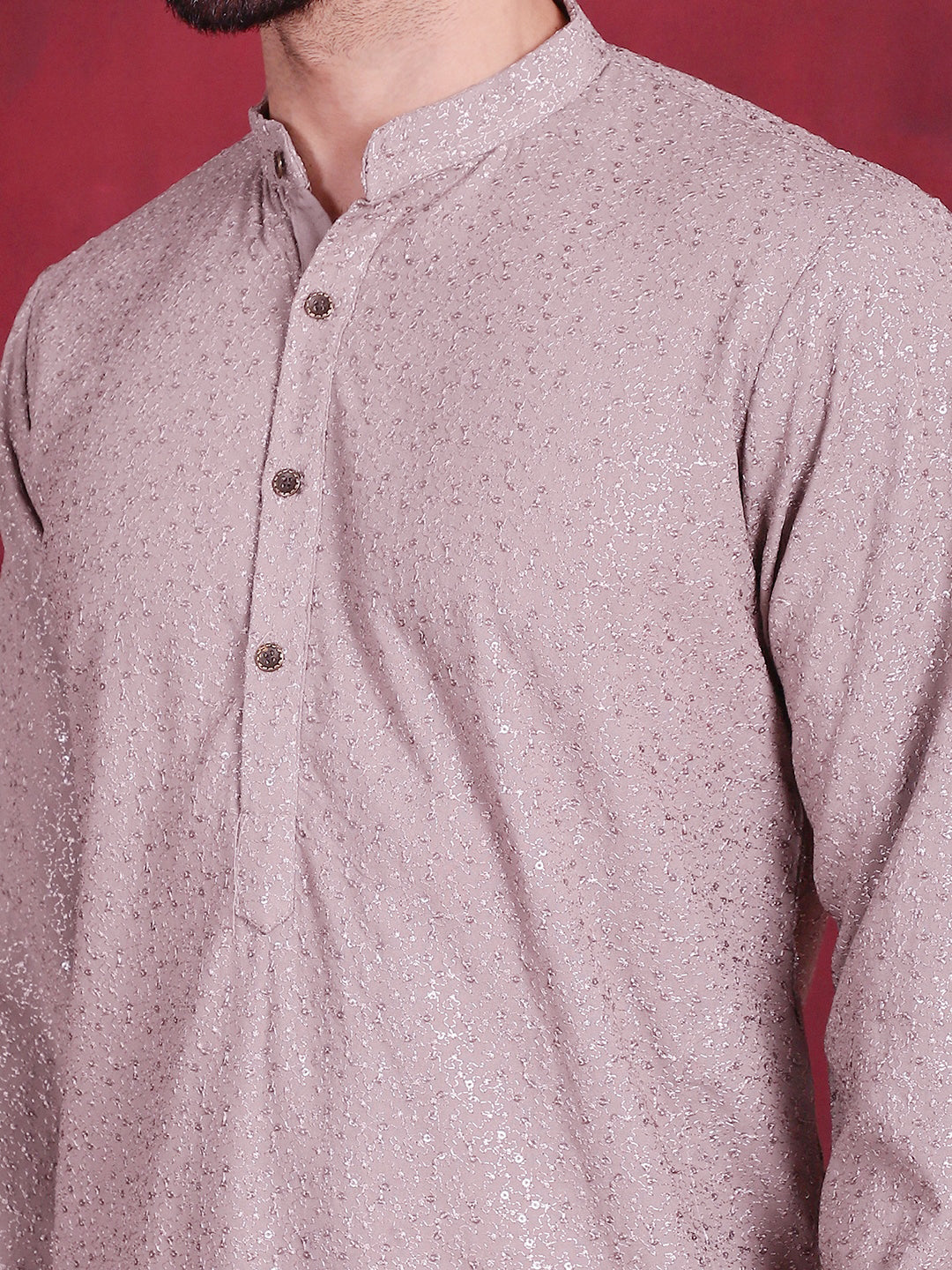 Men's Sequins Chikankari Kurta with Pyjama - Taantav