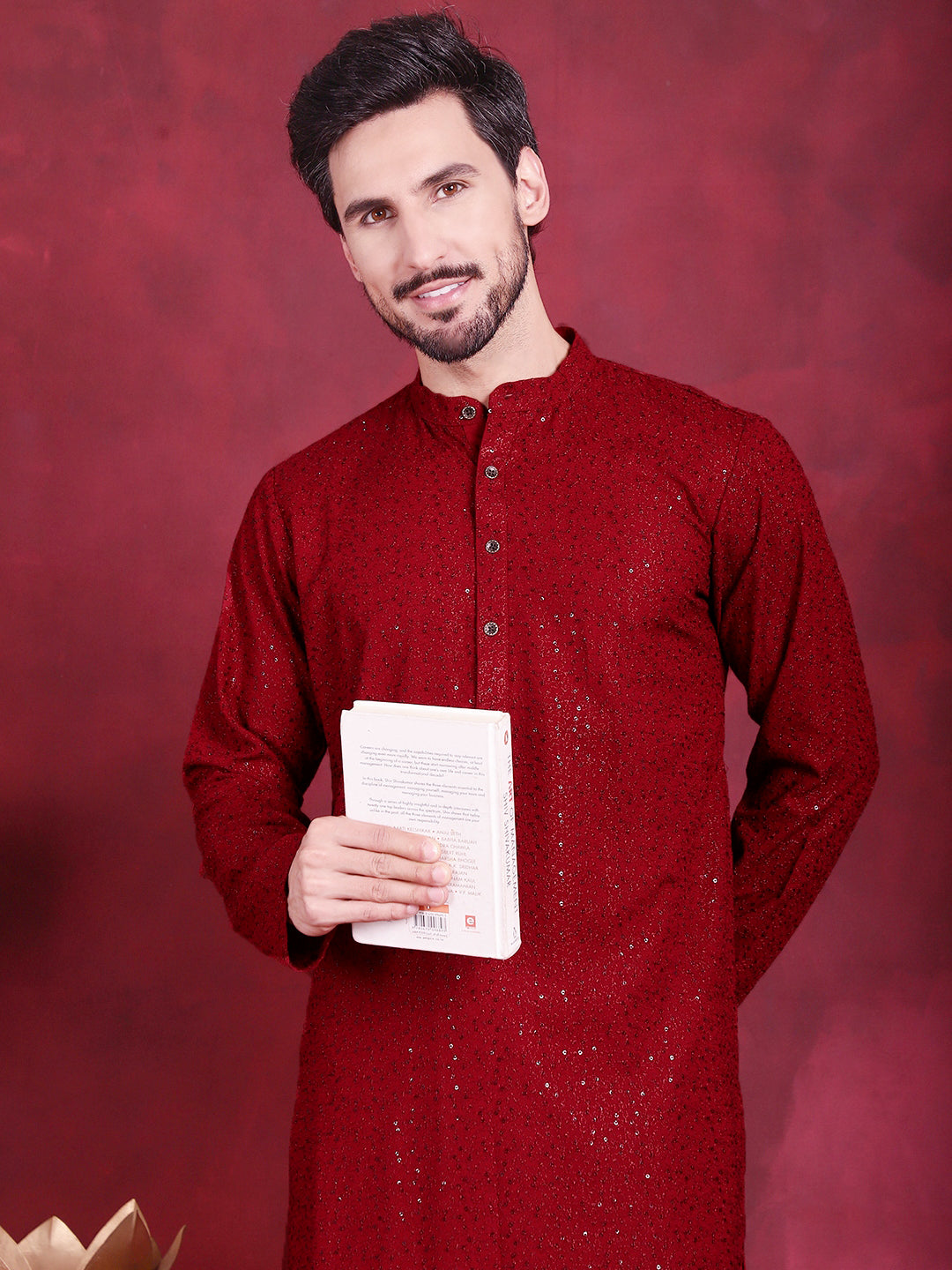 Men's Sequins Chikankari Kurta with Pyjama - Taantav