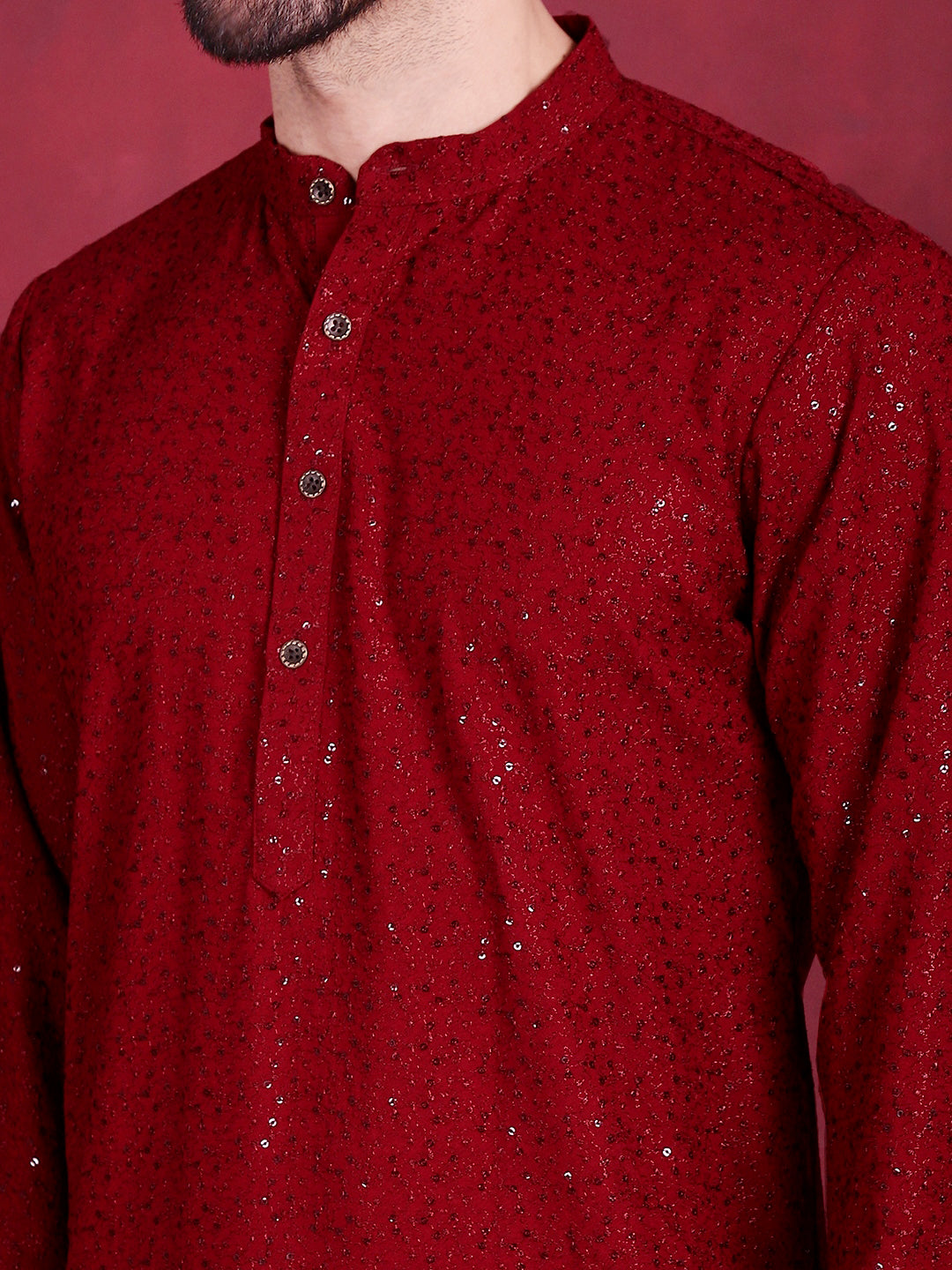 Men's Sequins Chikankari Kurta with Pyjama - Taantav