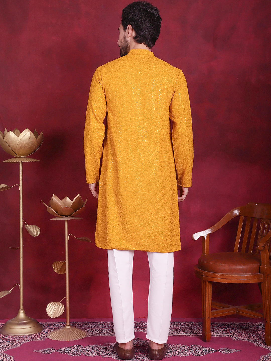 Men's Sequins Chikankari Kurta with Pyjama - Taantav