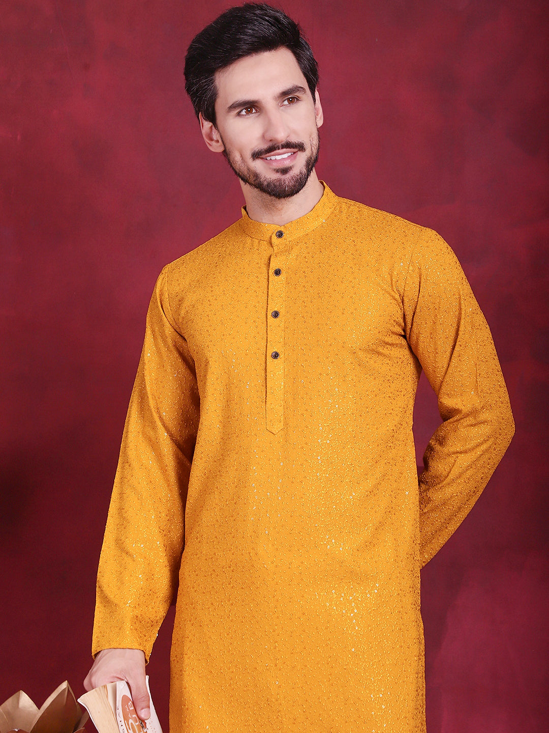 Men's Sequins Chikankari Kurta with Pyjama - Taantav